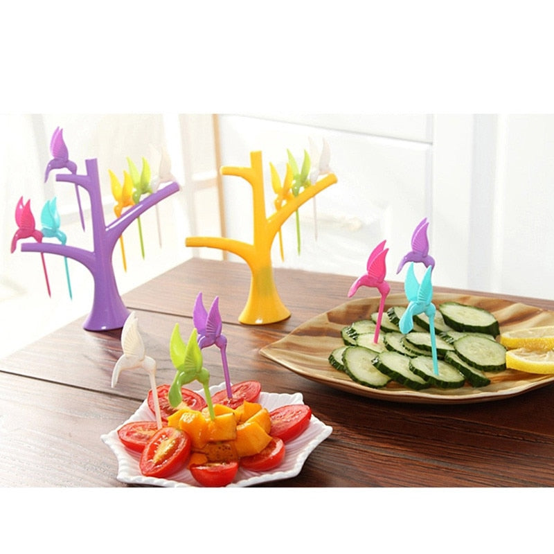 Colorful Fruit Picker Fork Set with Holder Stand by HitMyNeed