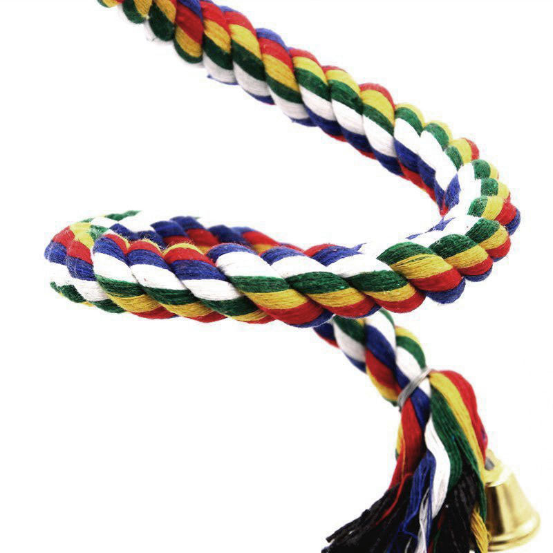 Colorful Hanging Rope Toy with Bell for Parrots by HitMyNeed