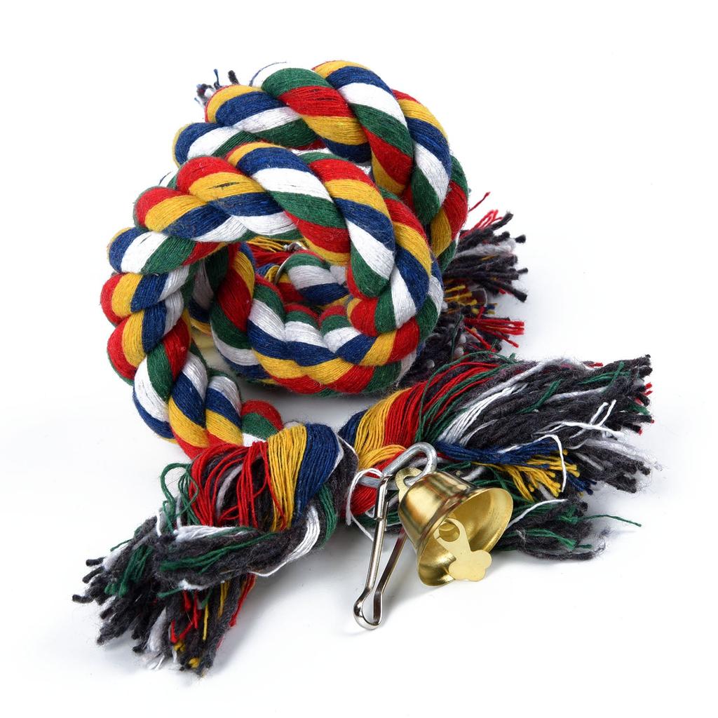 Colorful Hanging Rope Toy with Bell for Parrots by HitMyNeed