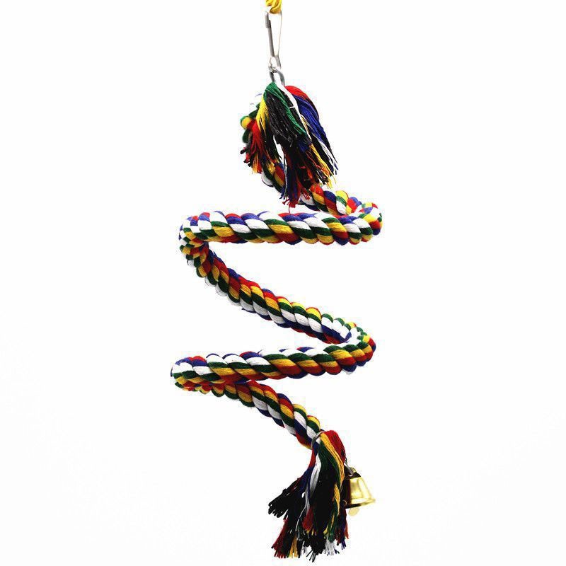 Colorful Hanging Rope Toy with Bell for Parrots by HitMyNeed