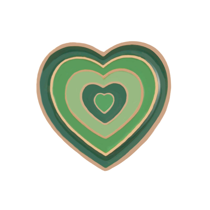 Colorful Heart Enamel Pin for Bags, Jackets & Hats green by HitMyNeed