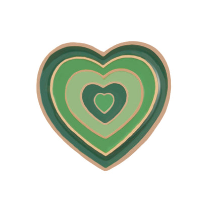 Colorful Heart Enamel Pin for Bags, Jackets & Hats green by HitMyNeed