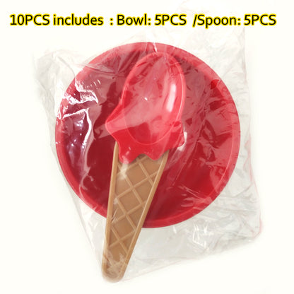 Colorful Ice Cream Bowl & Spoon Set (10 Pieces) by HitMyNeed