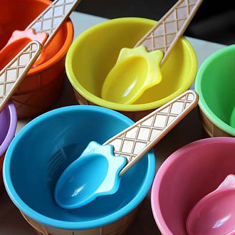Colorful Ice Cream Bowl & Spoon Set (10 Pieces) by HitMyNeed
