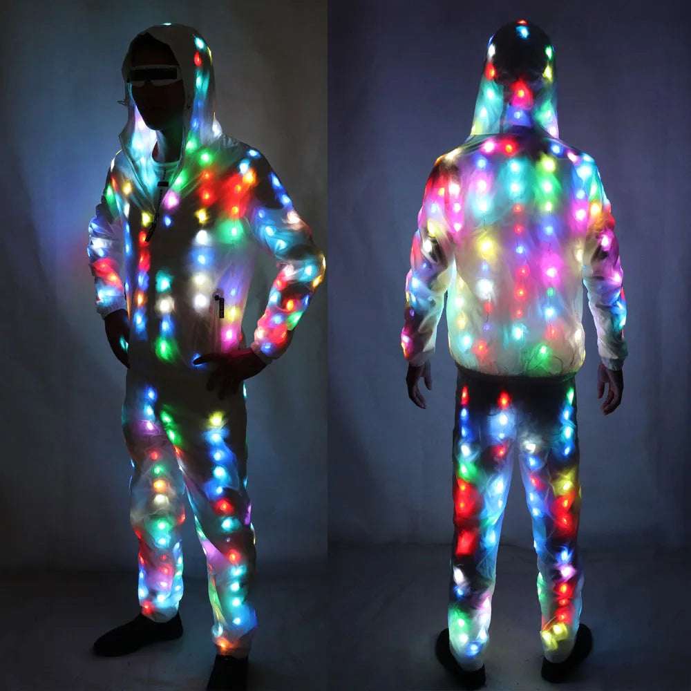 Colorful LED Luminous Robot Costume Set with Pants led-pants 5xl by HitMyNeed
