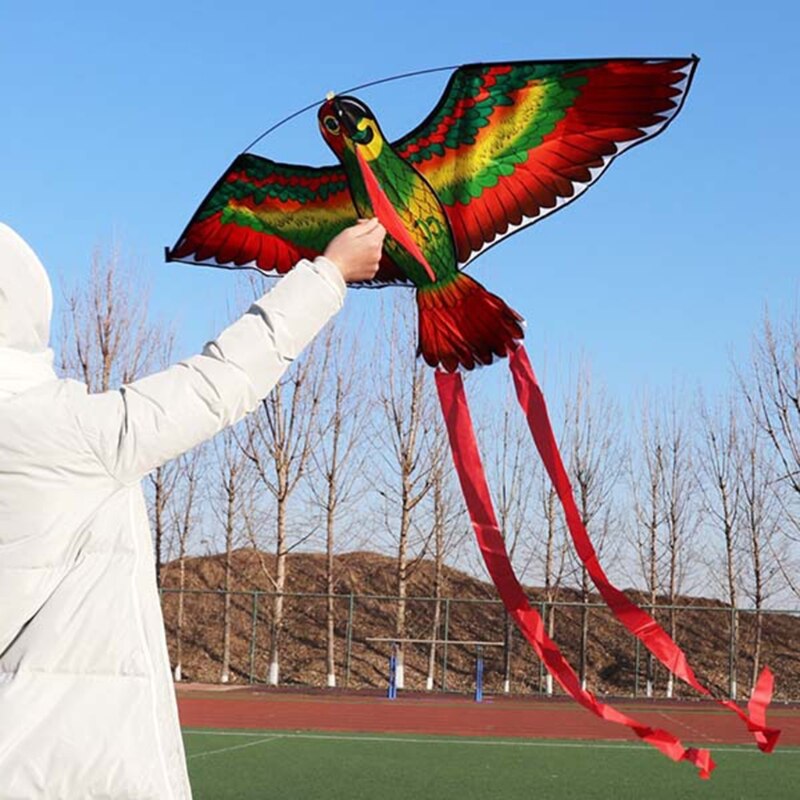 Colorful Outdoor Parrot Kite with Handle by HitMyNeed