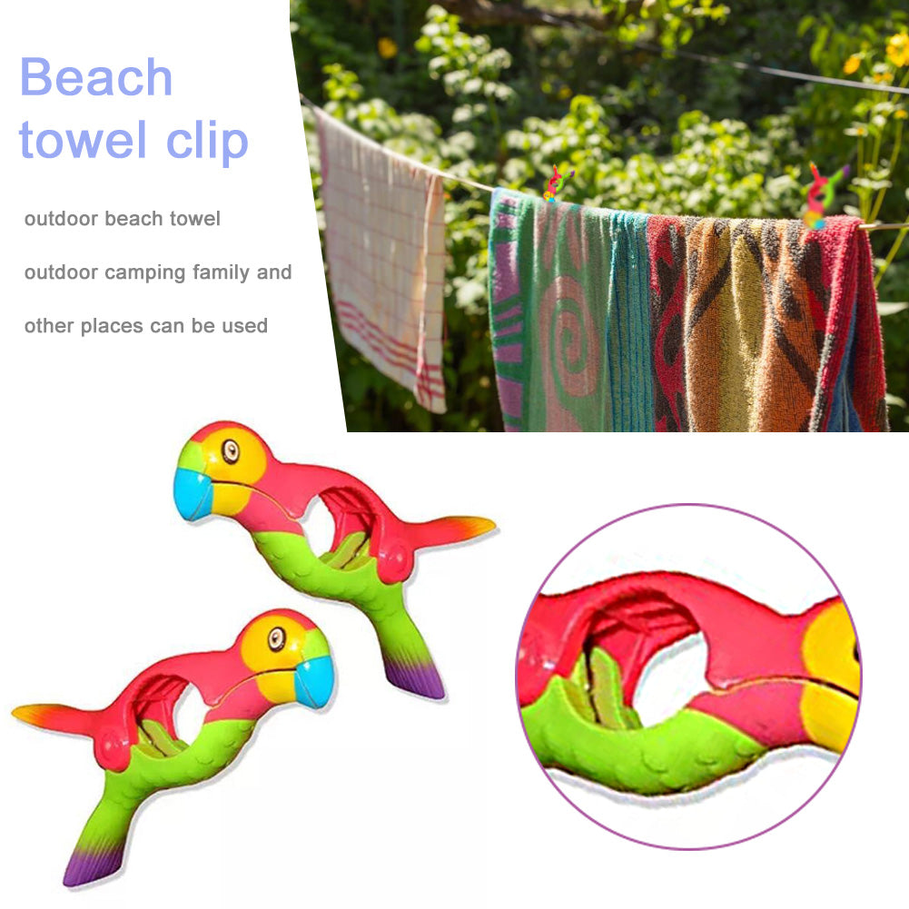 Colorful Parrot Beach Towel Clips (Set of 2) by HitMyNeed