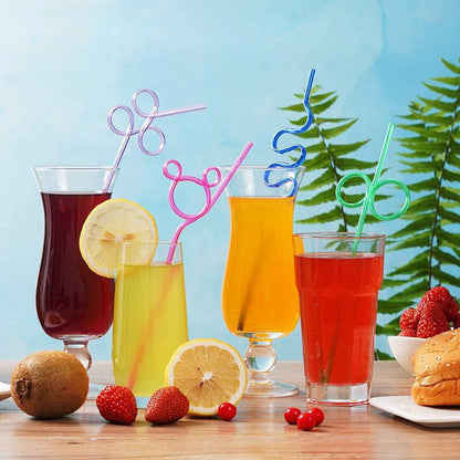 Colorful Plastic Curly Drinking Straws (30 Pack) by HitMyNeed