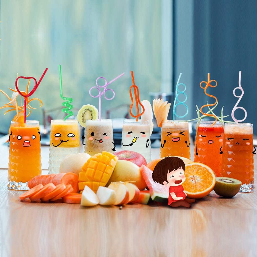 Colorful Plastic Curly Drinking Straws (30 Pack) by HitMyNeed