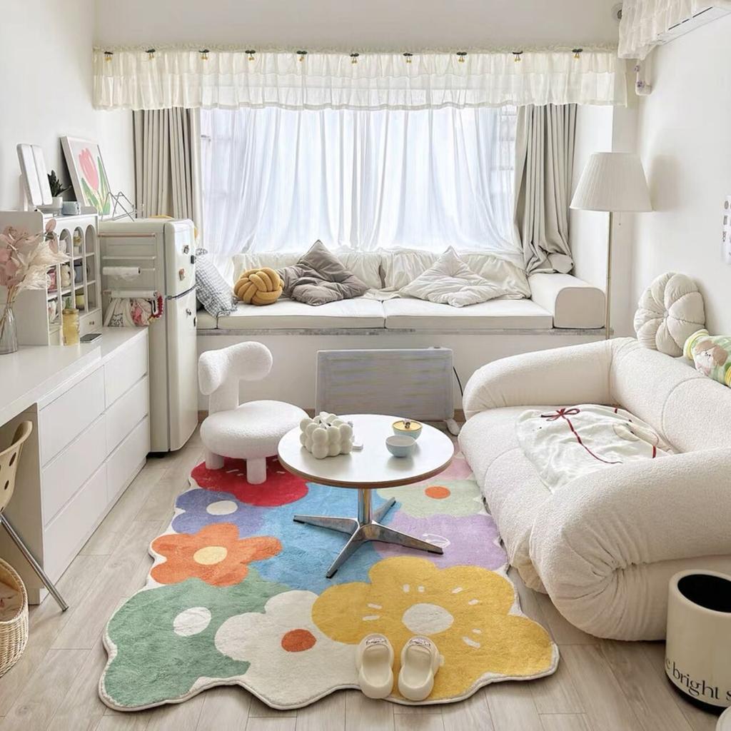 Colorful Polyester Flower Floor Mat Rug by HitMyNeed