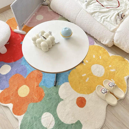 Colorful Polyester Flower Floor Mat Rug by HitMyNeed