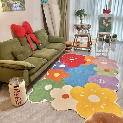 Colorful Polyester Flower Floor Mat Rug by HitMyNeed