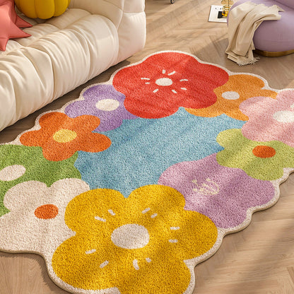 Colorful Polyester Flower Floor Mat Rug a 140x200cm by HitMyNeed