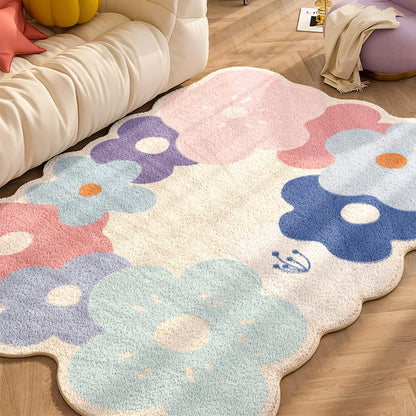 Colorful Polyester Flower Floor Mat Rug b 140x200cm by HitMyNeed