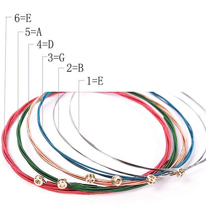 Colorful Rainbow Guitar Strings Set - 6 Pieces by HitMyNeed