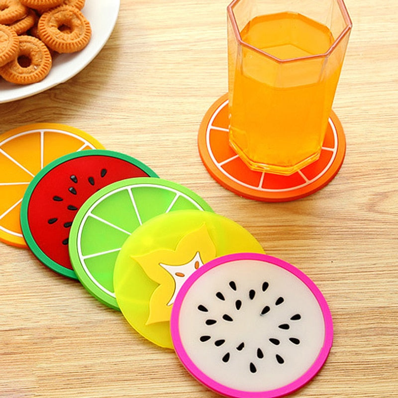 Colorful Silicone Fruit Coaster Set (6 Pieces) by HitMyNeed