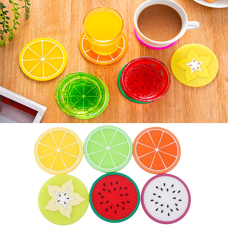 Colorful Silicone Fruit Coaster Set (6 Pieces) by HitMyNeed