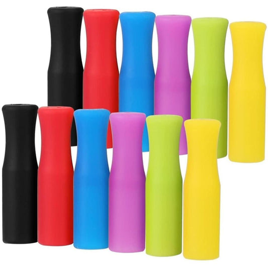 Colorful Silicone Straw Tips Set (12 Pack) by HitMyNeed