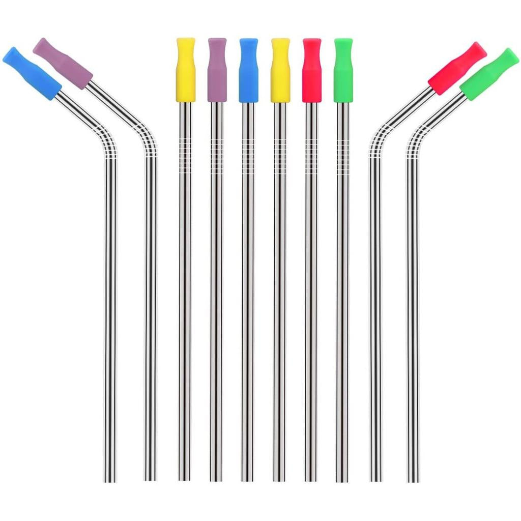 Colorful Silicone Straw Tips Set (12 Pack) by HitMyNeed