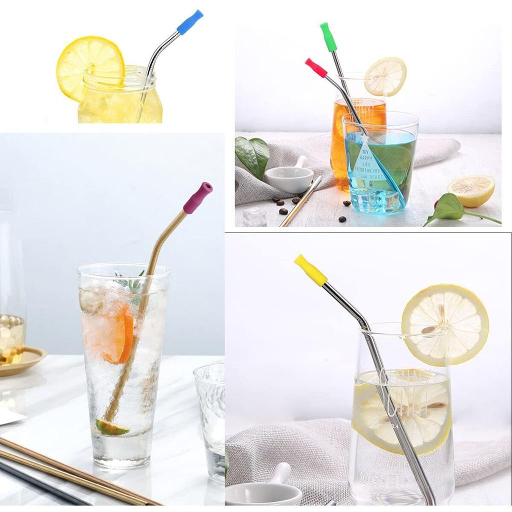 Colorful Silicone Straw Tips Set (12 Pack) by HitMyNeed