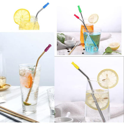Colorful Silicone Straw Tips Set (12 Pack) by HitMyNeed