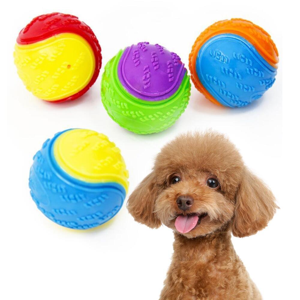 Colorful Squeaky Ball Dog Toy, 6.5 cm by HitMyNeed