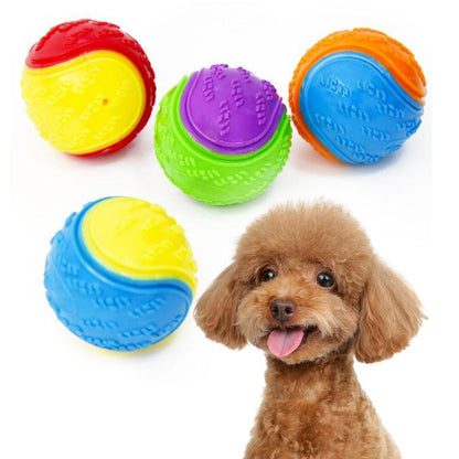 Colorful Squeaky Ball Dog Toy, 6.5 cm by HitMyNeed