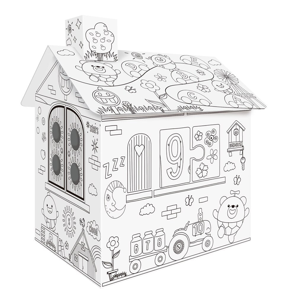 Coloring Cardboard House Craft Playhouse by HitMyNeed