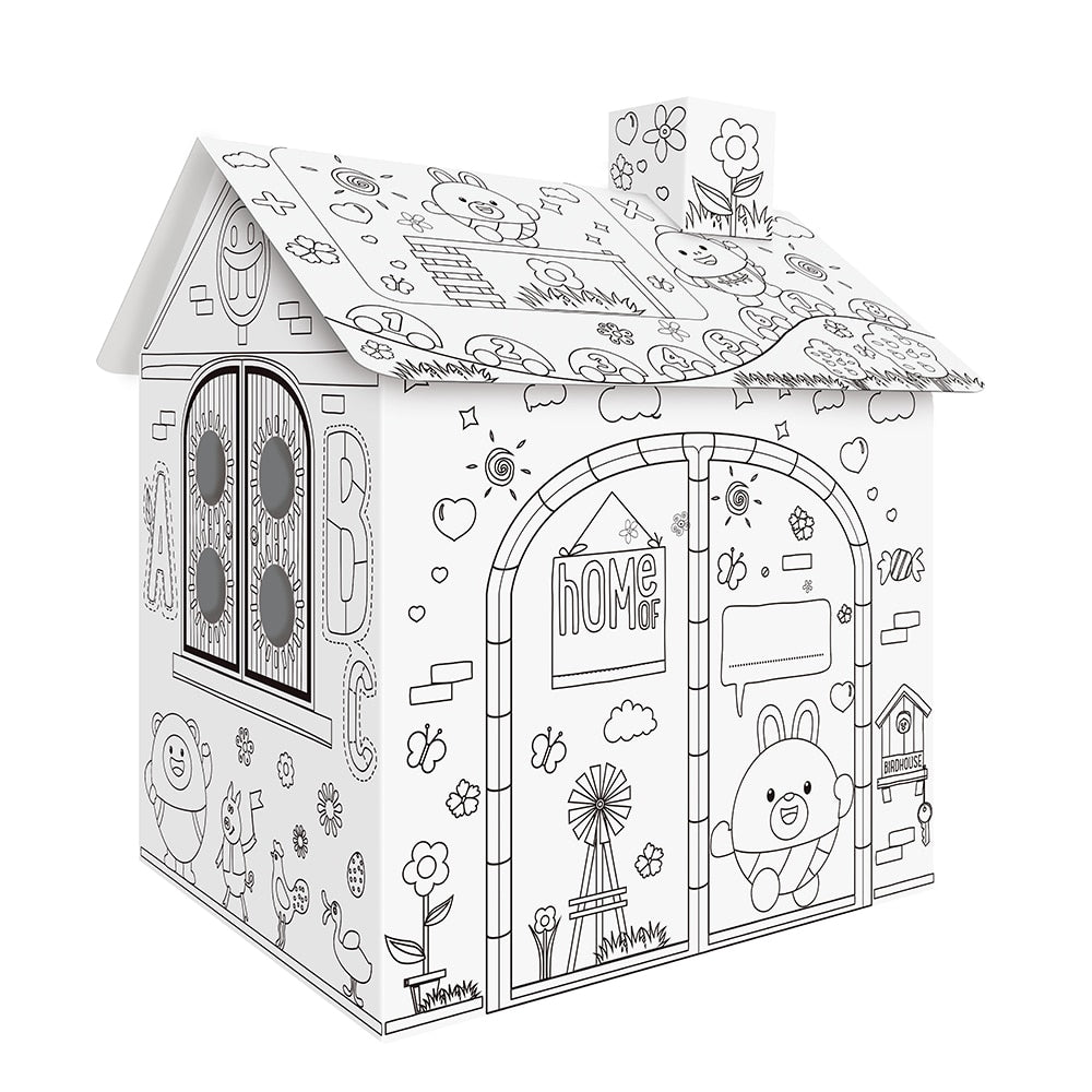 Coloring Cardboard House Craft Playhouse by HitMyNeed