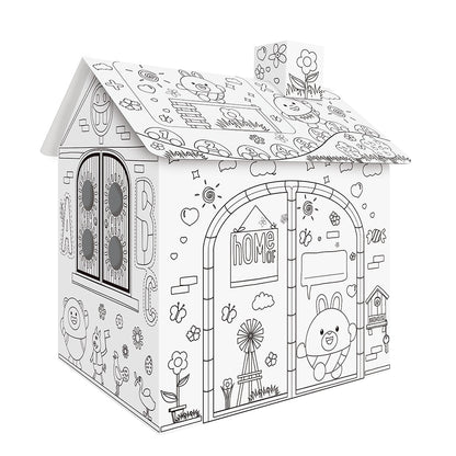Coloring Cardboard House Craft Playhouse by HitMyNeed