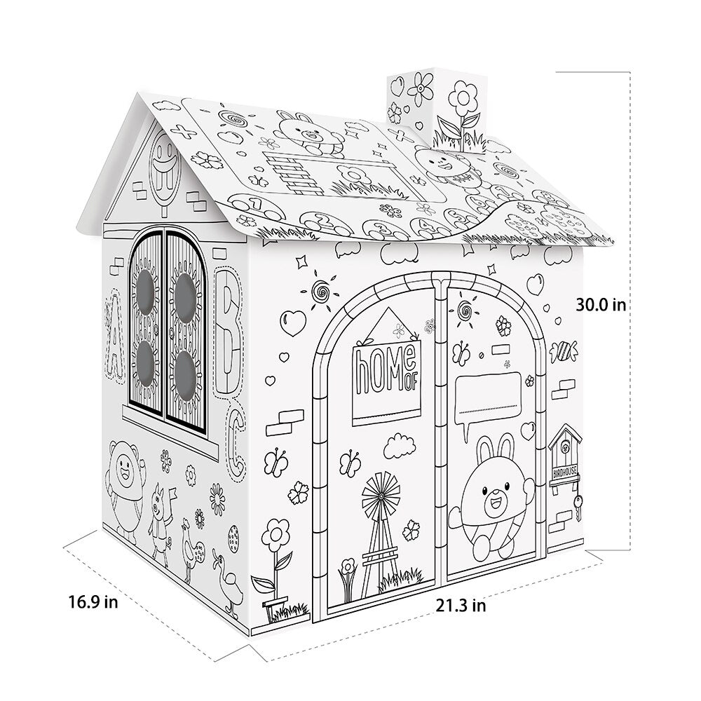 Coloring Cardboard House Craft Playhouse by HitMyNeed