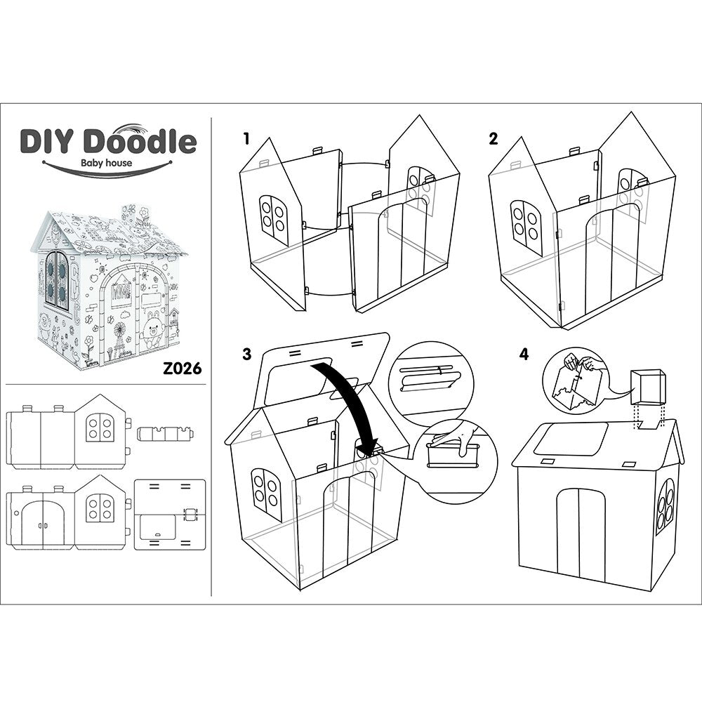 Coloring Cardboard House Craft Playhouse by HitMyNeed