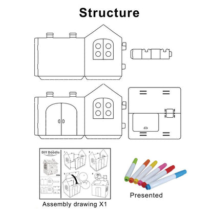 Coloring Cardboard House Craft Playhouse by HitMyNeed