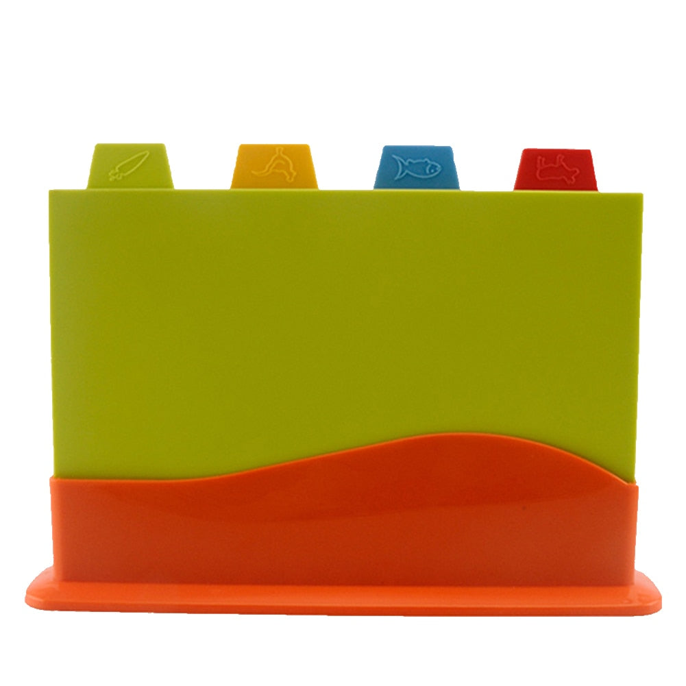 Colour Coded Chopping Board Set with Stand, 4 Piece by HitMyNeed