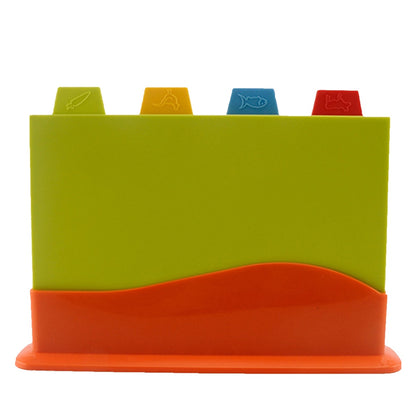 Colour Coded Chopping Board Set with Stand, 4 Piece by HitMyNeed