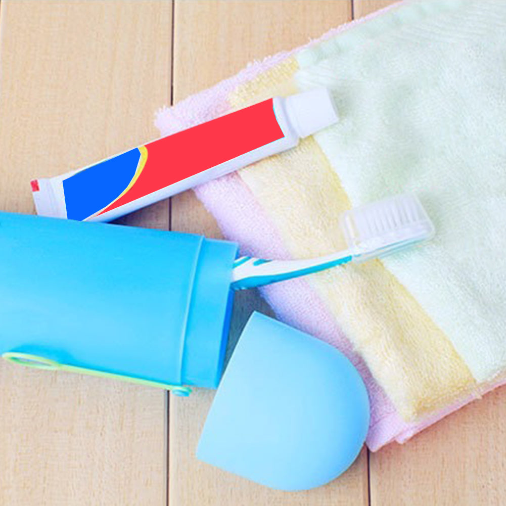 Combination Travel Toothbrush and Toothpaste Holder by HitMyNeed