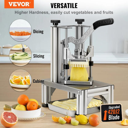 Commercial French Fry Cutter with 4 Blades & Tray by HitMyNeed