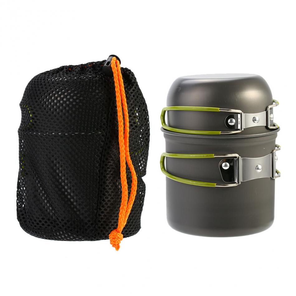 Compact Camping Cookware Pot Set with Lid & Bag by HitMyNeed