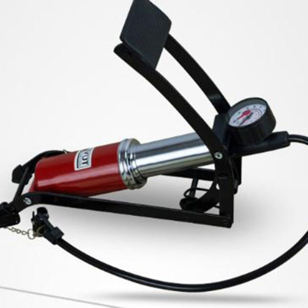 Compact Foot Pedal Bicycle Pump with Pressure Gauge by HitMyNeed