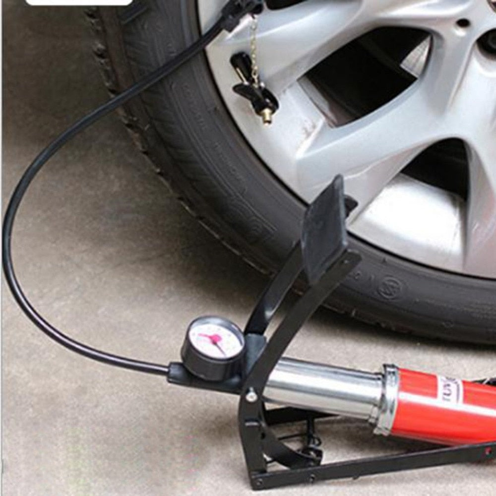 Compact Foot Pedal Bicycle Pump with Pressure Gauge by HitMyNeed