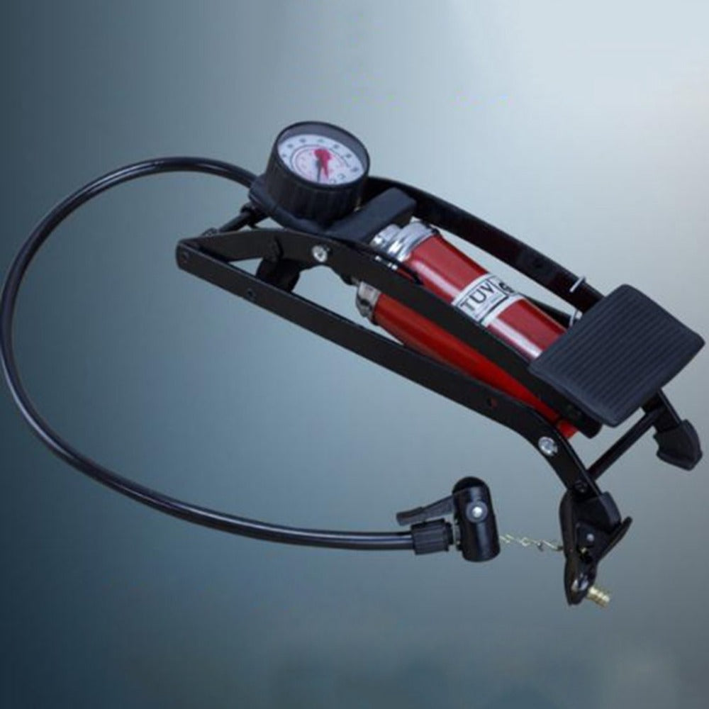 Compact Foot Pedal Bicycle Pump with Pressure Gauge by HitMyNeed