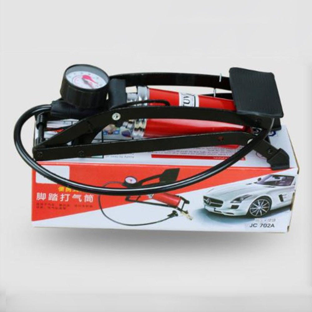 Compact Foot Pedal Bicycle Pump with Pressure Gauge by HitMyNeed