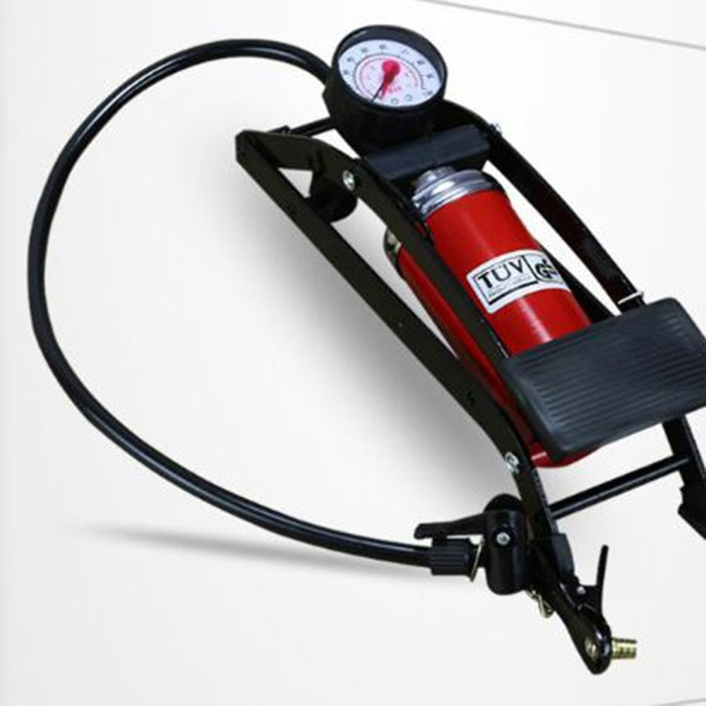 Compact Foot Pedal Bicycle Pump with Pressure Gauge by HitMyNeed