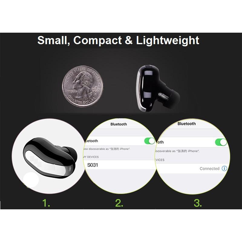 Compact Invisible Bluetooth Earpiece with Mic by HitMyNeed