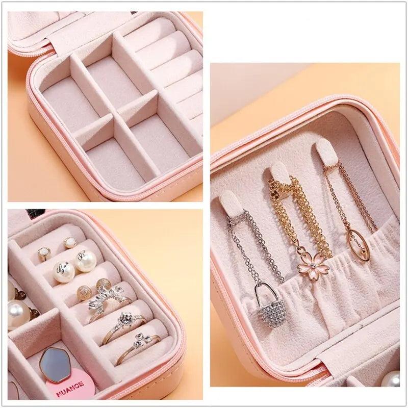 Compact Leather Travel Jewelry Organizer Box by HitMyNeed