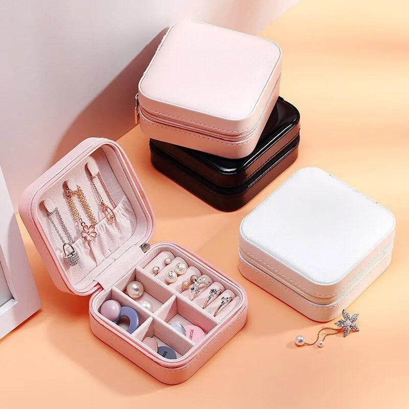 Compact Leather Travel Jewelry Organizer Box by HitMyNeed