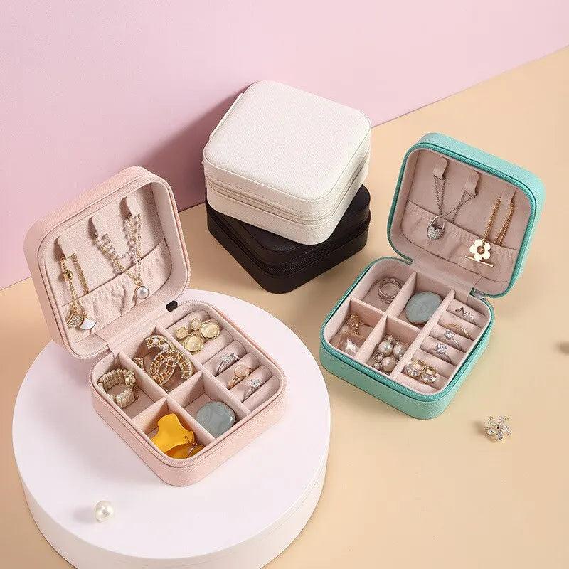 Compact Leather Travel Jewelry Organizer Box by HitMyNeed