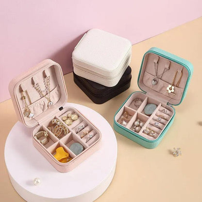 Compact Leather Travel Jewelry Organizer Box by HitMyNeed