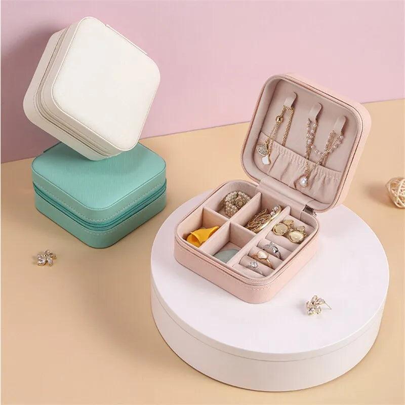 Compact Leather Travel Jewelry Organizer Box by HitMyNeed