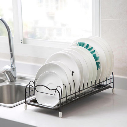 Compact Metal Dish Drying Rack with Drip Tray by HitMyNeed